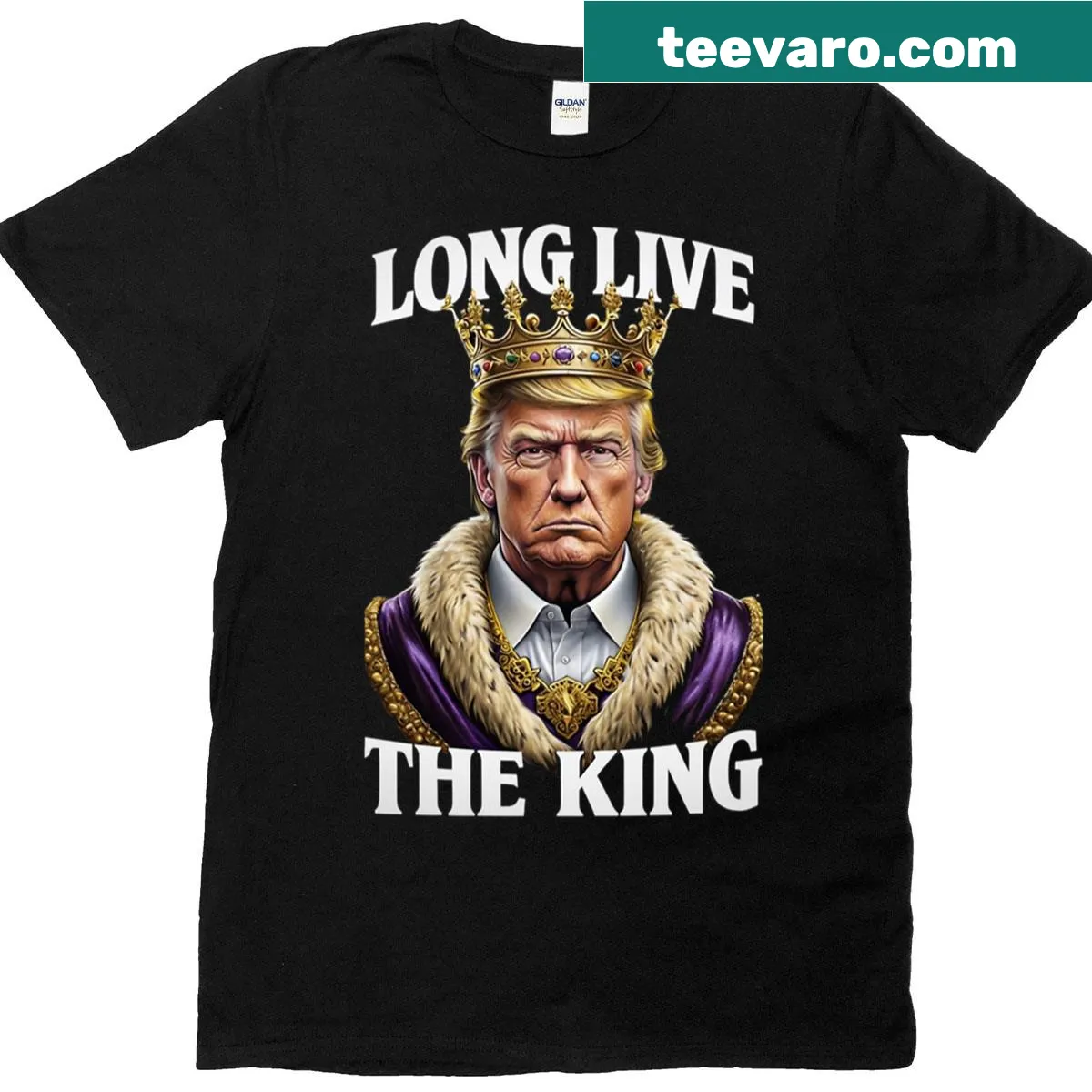 Vintage patriotic t-shirt with 'Long Live The King' text — on a men's t-shirt