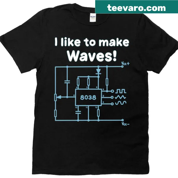 T-shirt featuring a graphic of a waveform generator