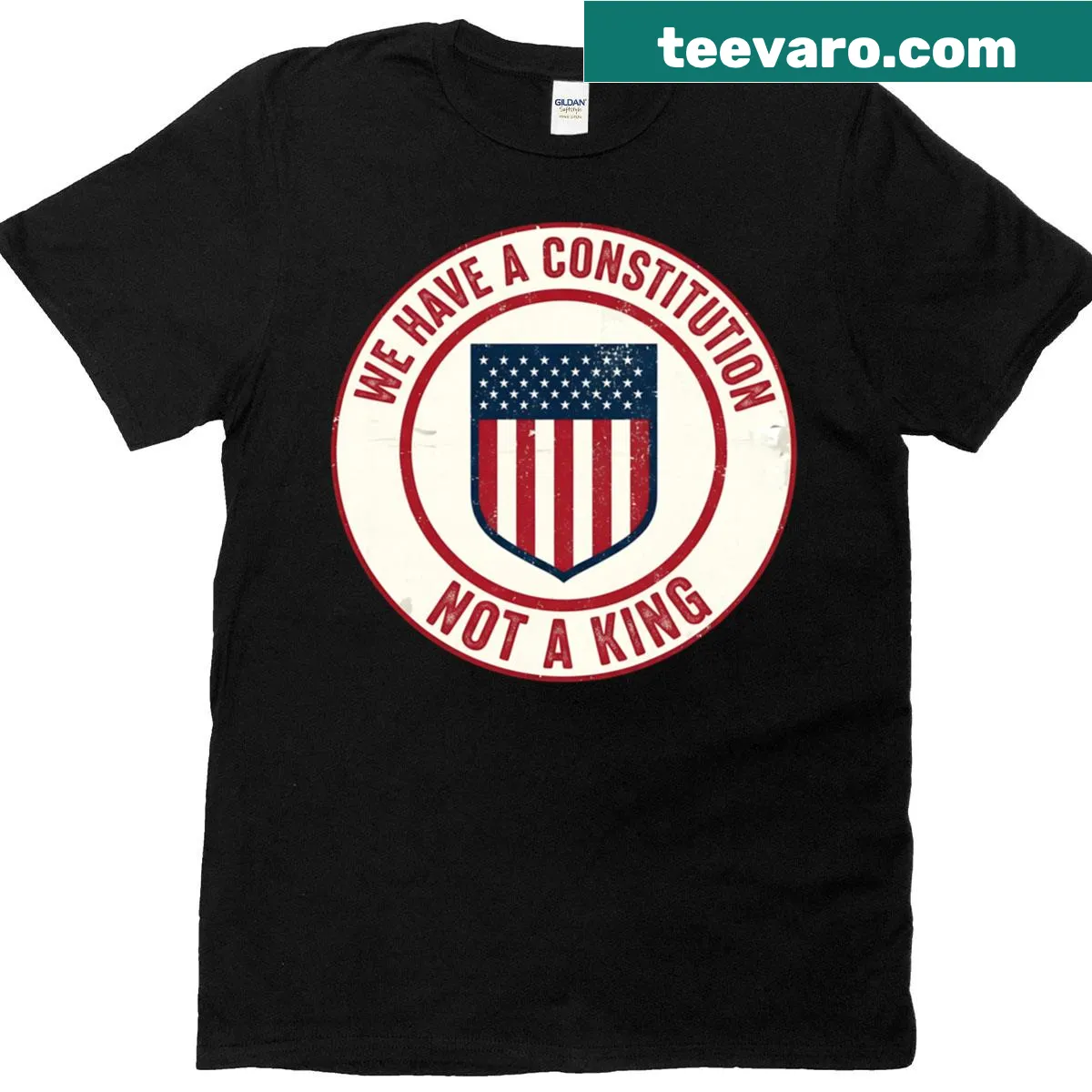 T-shirt featuring American flag and text about the Constitution — on a men's t-shirt