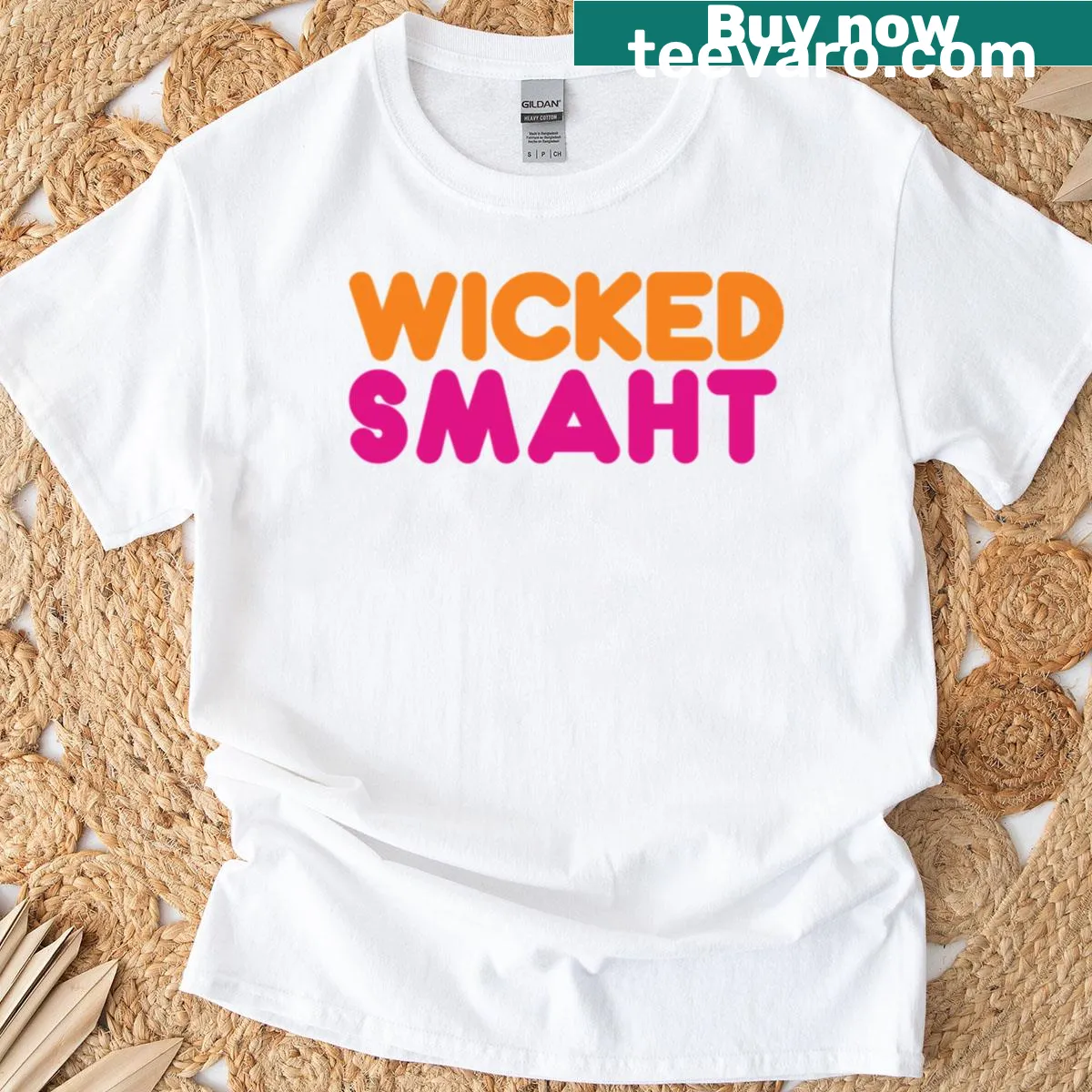 Wicked Smaht humorous typography T-shirt — on a men's t-shirt