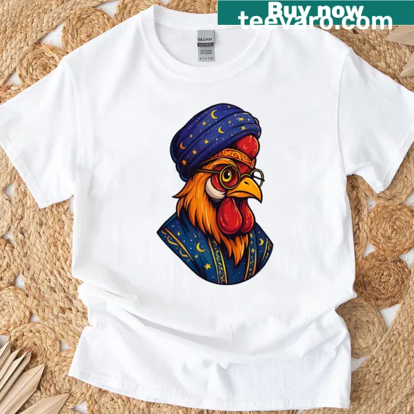 Illustrated rooster head t-shirt design
