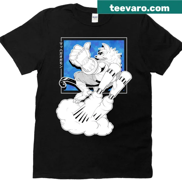 Illustration of a wolf-machine hybrid on a T-shirt