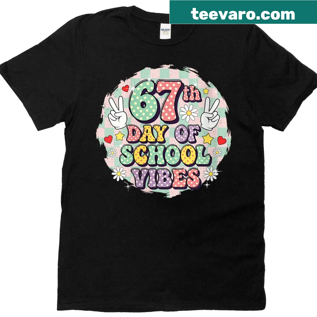 Groovy 100th Day Of School T-shirt featuring humorous meme — on a men's t-shirt