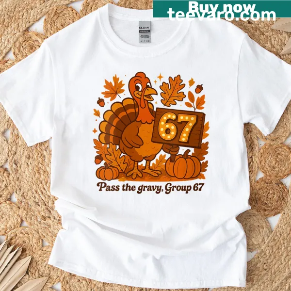 Funny Thanksgiving T-shirt with turkey and autumn leaves design
