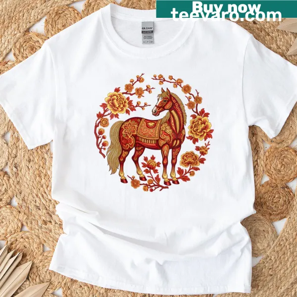 Chinese New Year T-shirt featuring a cute horse design for the Year of the Horse.