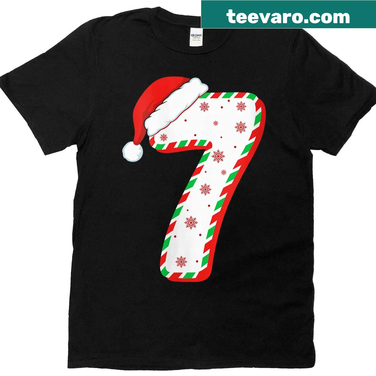 Christmas-themed number 7 birthday t-shirt for girls — on a men's t-shirt