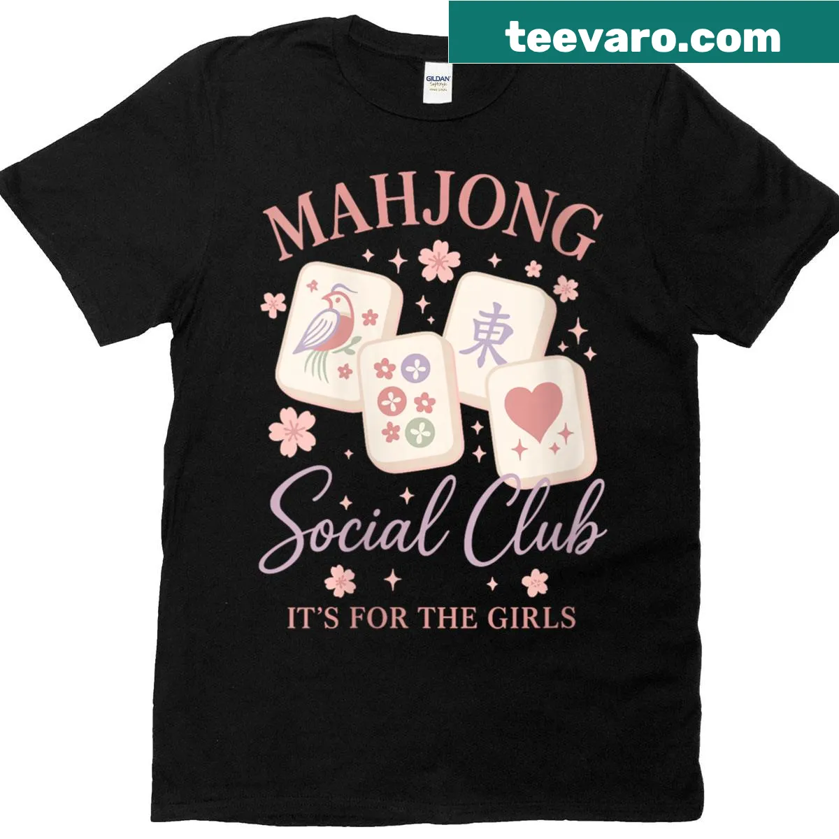Cute pastel t-shirt for women featuring Mahjong graphics — on a men's t-shirt
