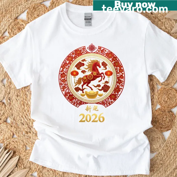 Typography T-shirt celebrating Year of the Horse for Lunar New Year