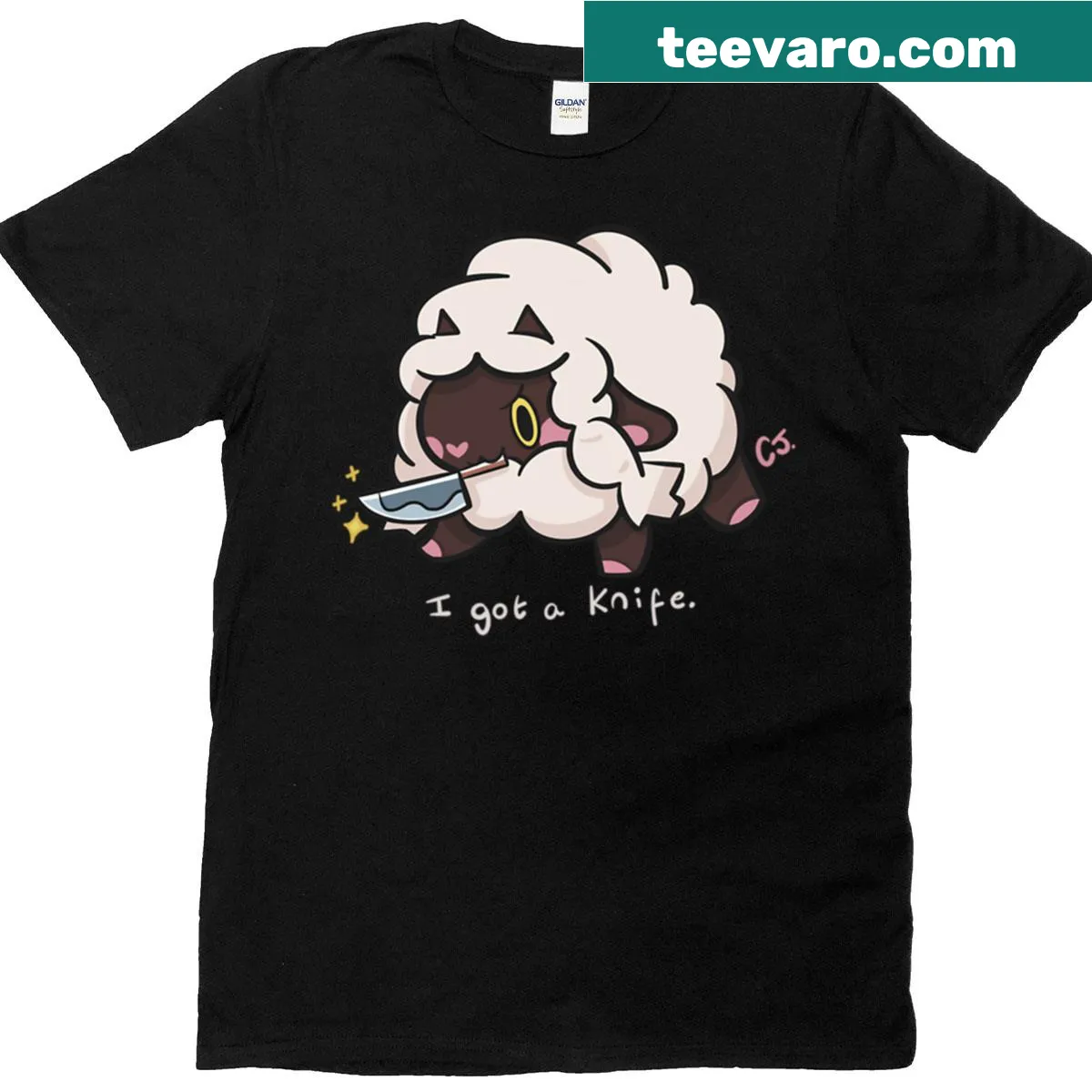 Cartoon Wooloo t-shirt with humorous text — on a men's t-shirt