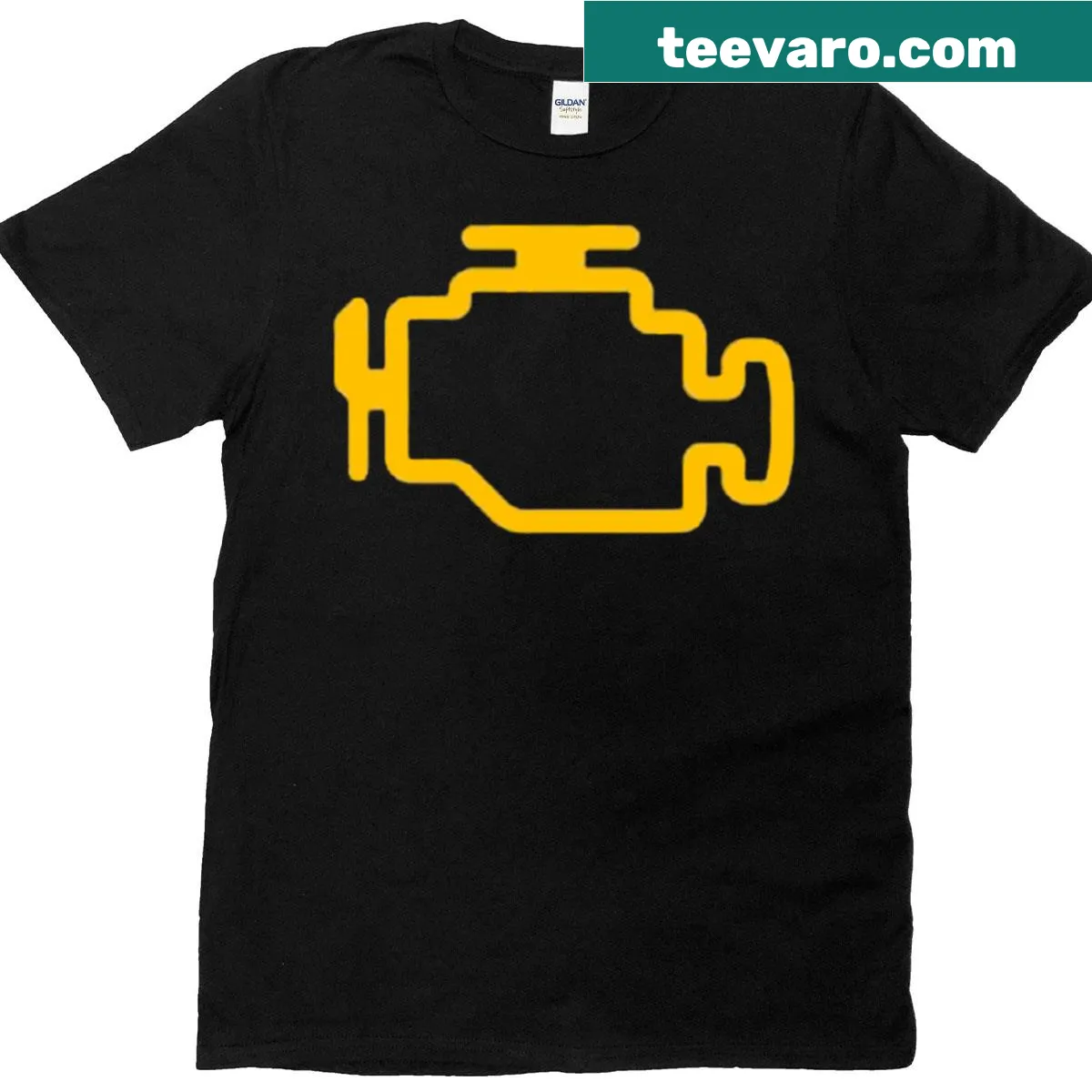 T-shirt with 'Check Engine' and light-hearted text design — on a men's t-shirt