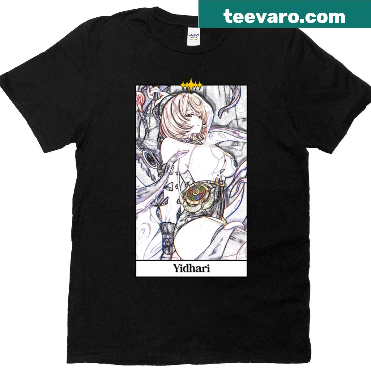 Abstract tarot-inspired design on a T-shirt with symbols and patterns — on a men's t-shirt