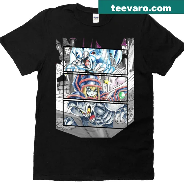 Yu-gi-oh T-shirt featuring iconic characters and elements from the series.