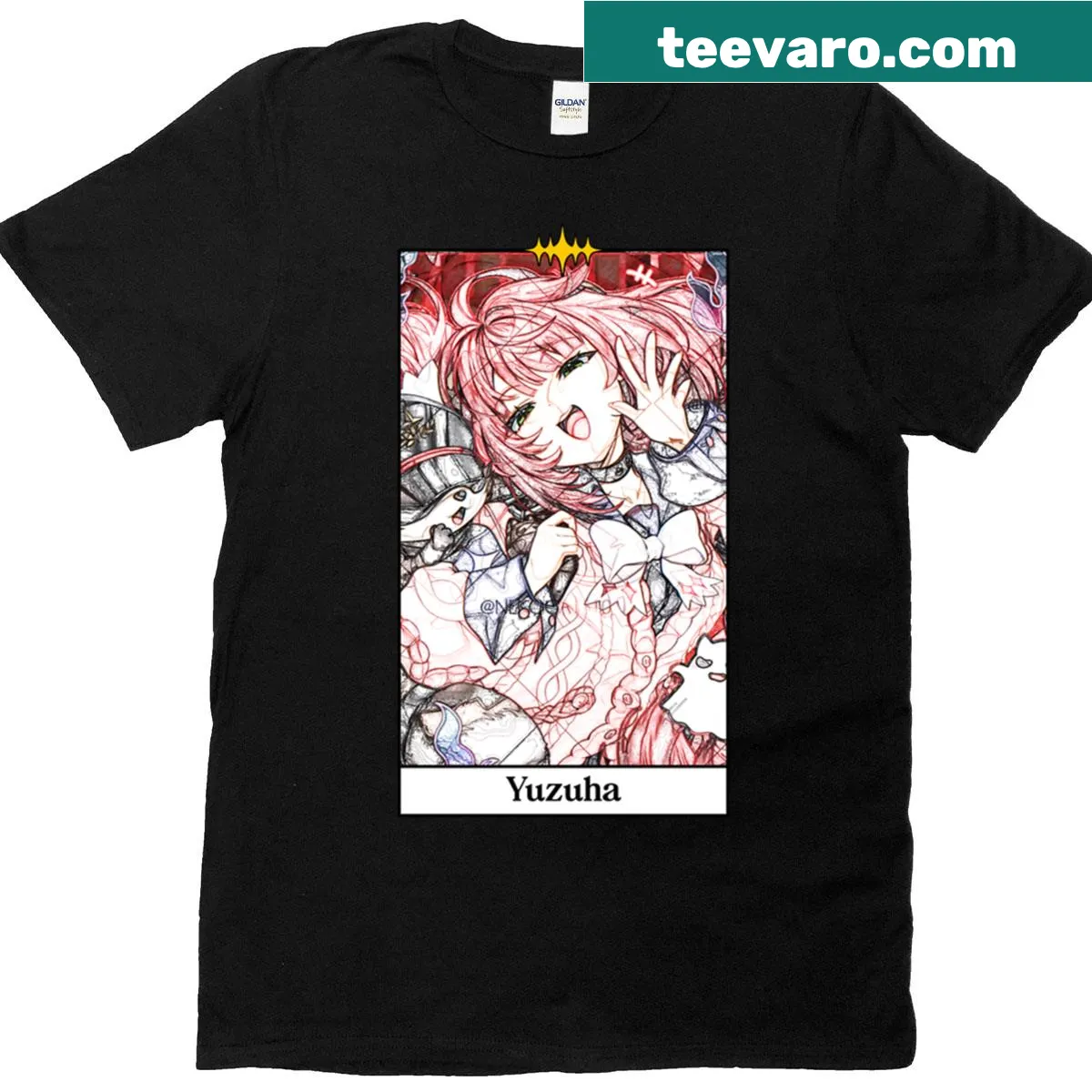 Tarot style shirt featuring Yuzuha in mystical imagery — on a men's t-shirt