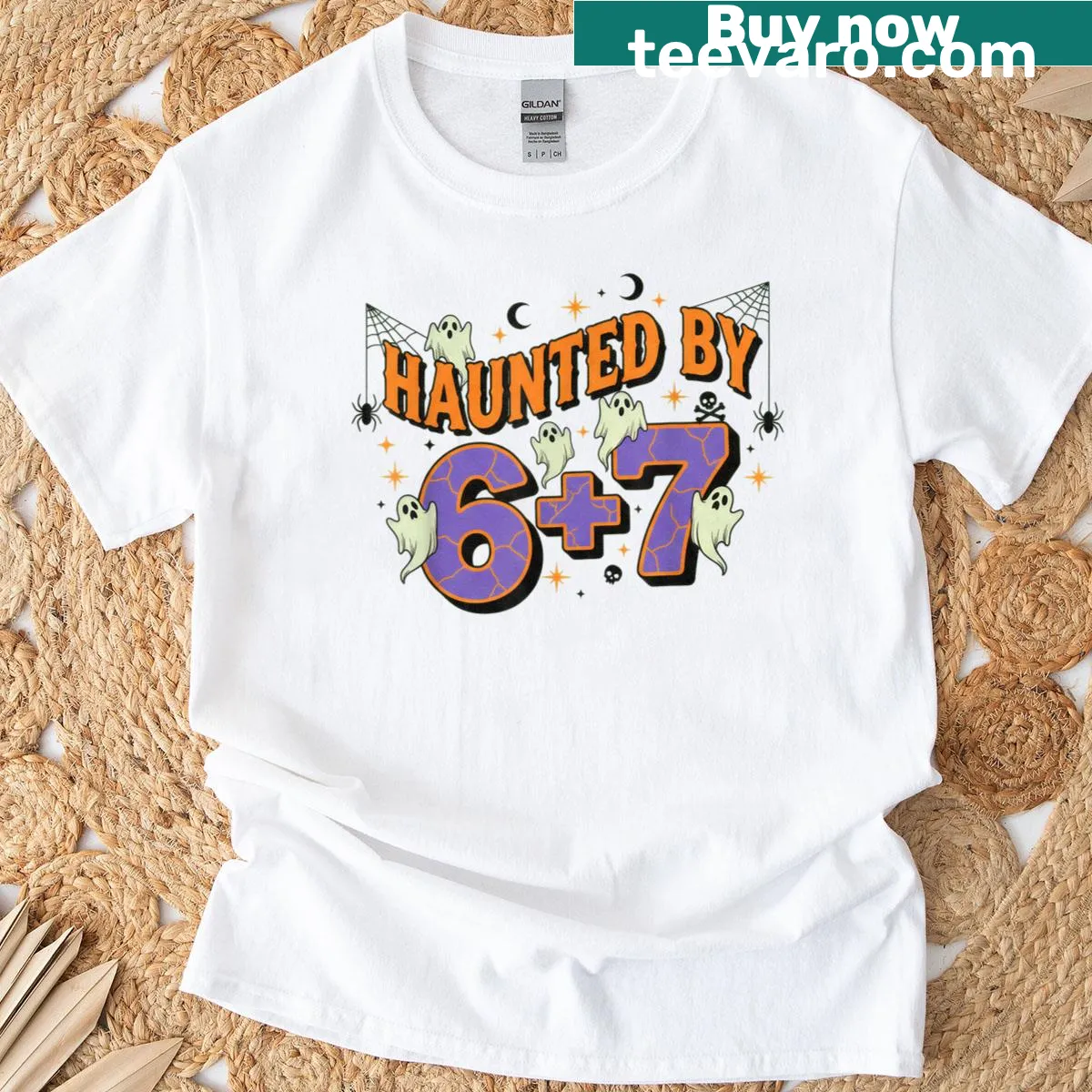 Funny Halloween T-shirt with a meme-themed haunted design — on a men's t-shirt