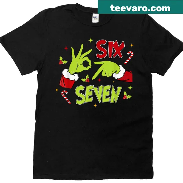 Funny Christmas T-shirt with '6-7' meme humor
