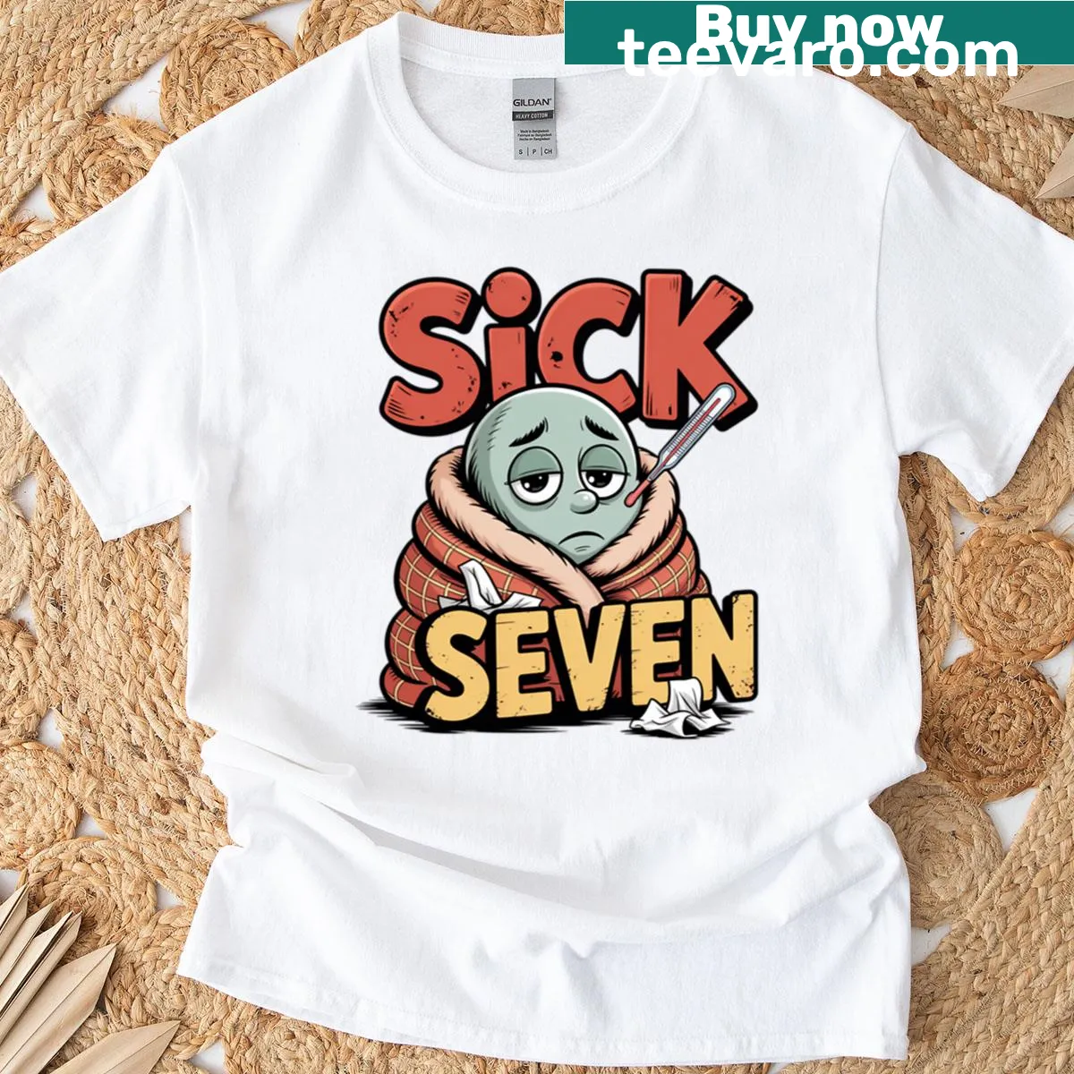 Cool graphic t-shirt with 67 Sick Seven wordplay design — on a men's t-shirt