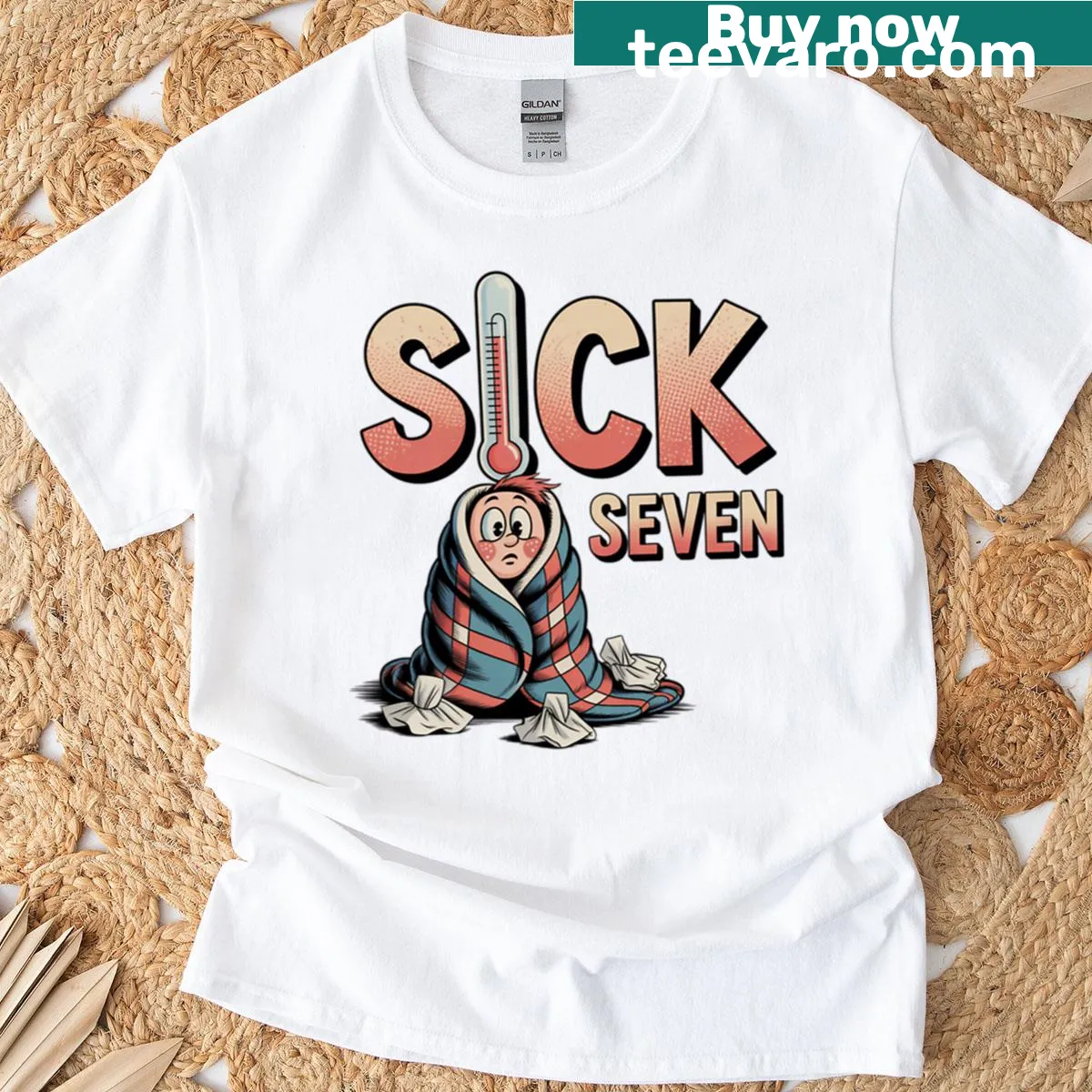 Typography design saying '67 Sick Seven' for meme lovers t-shirt — on a men's t-shirt