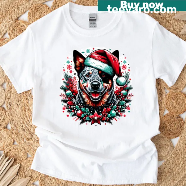 Aussie Cattle Dog in a festive Christmas design
