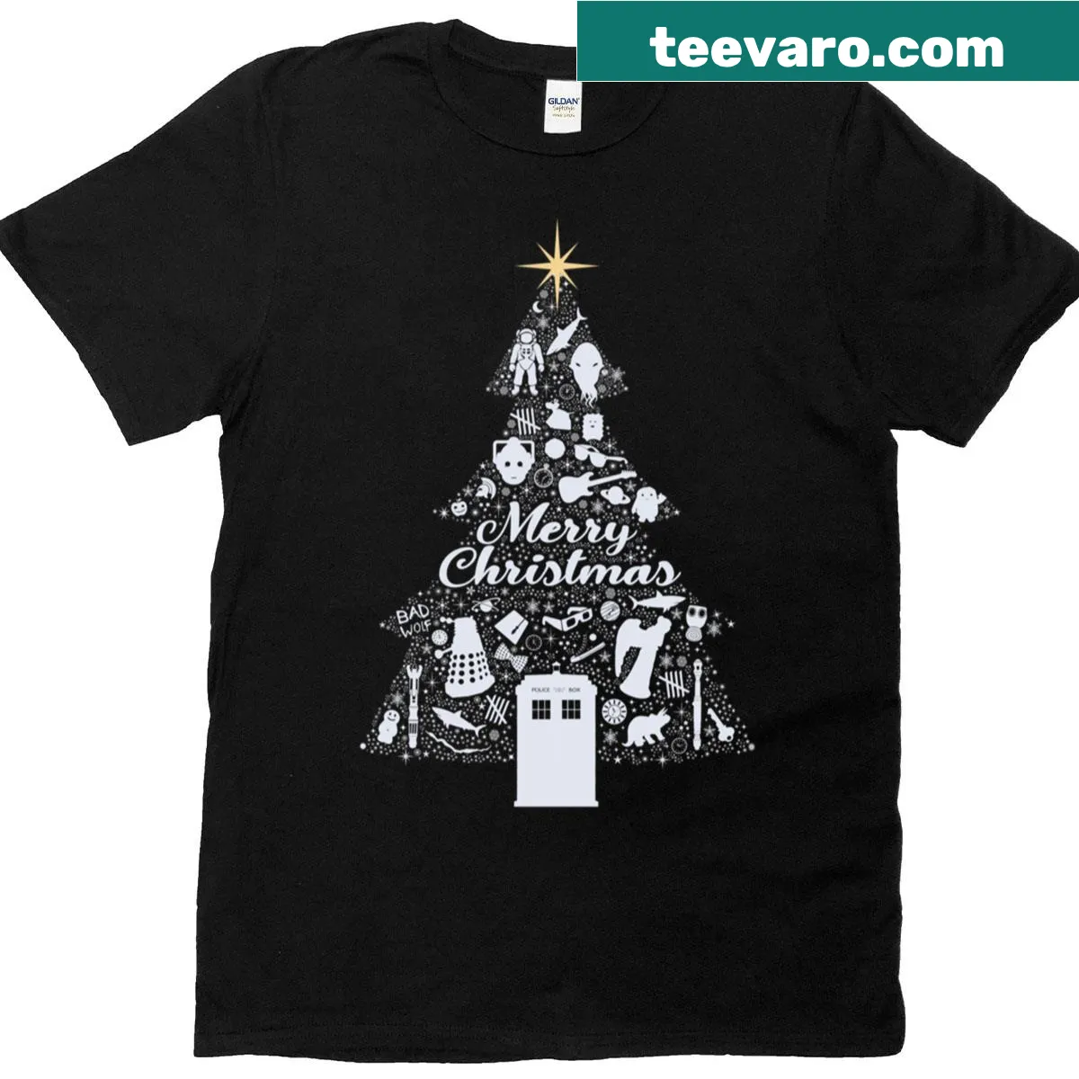 T-shirt featuring the phrase 'Back On Earth We Call It Christmas' in festive style. — on a men's t-shirt