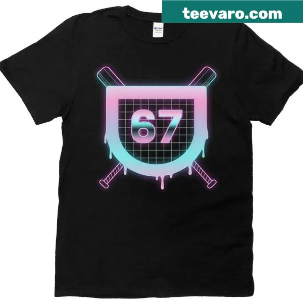 Baseball T-shirt featuring Number 67 meme design