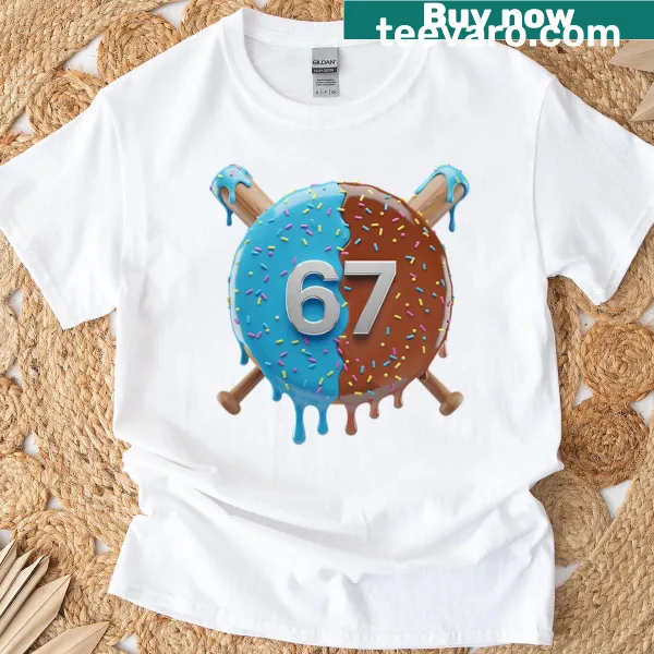 Baseball-themed t-shirt with number 67 for players or birthdays