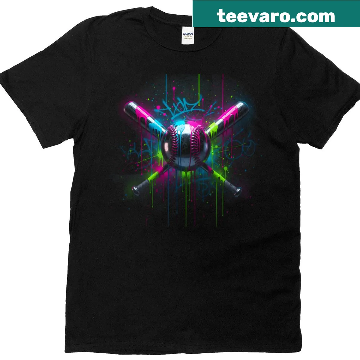 Youth baseball t-shirt with purple glove graphic and fun slogan — on a men's t-shirt
