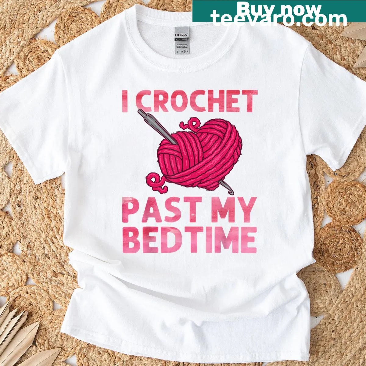 Illustration of crochet tools on a crocheter's t-shirt — on a men's t-shirt