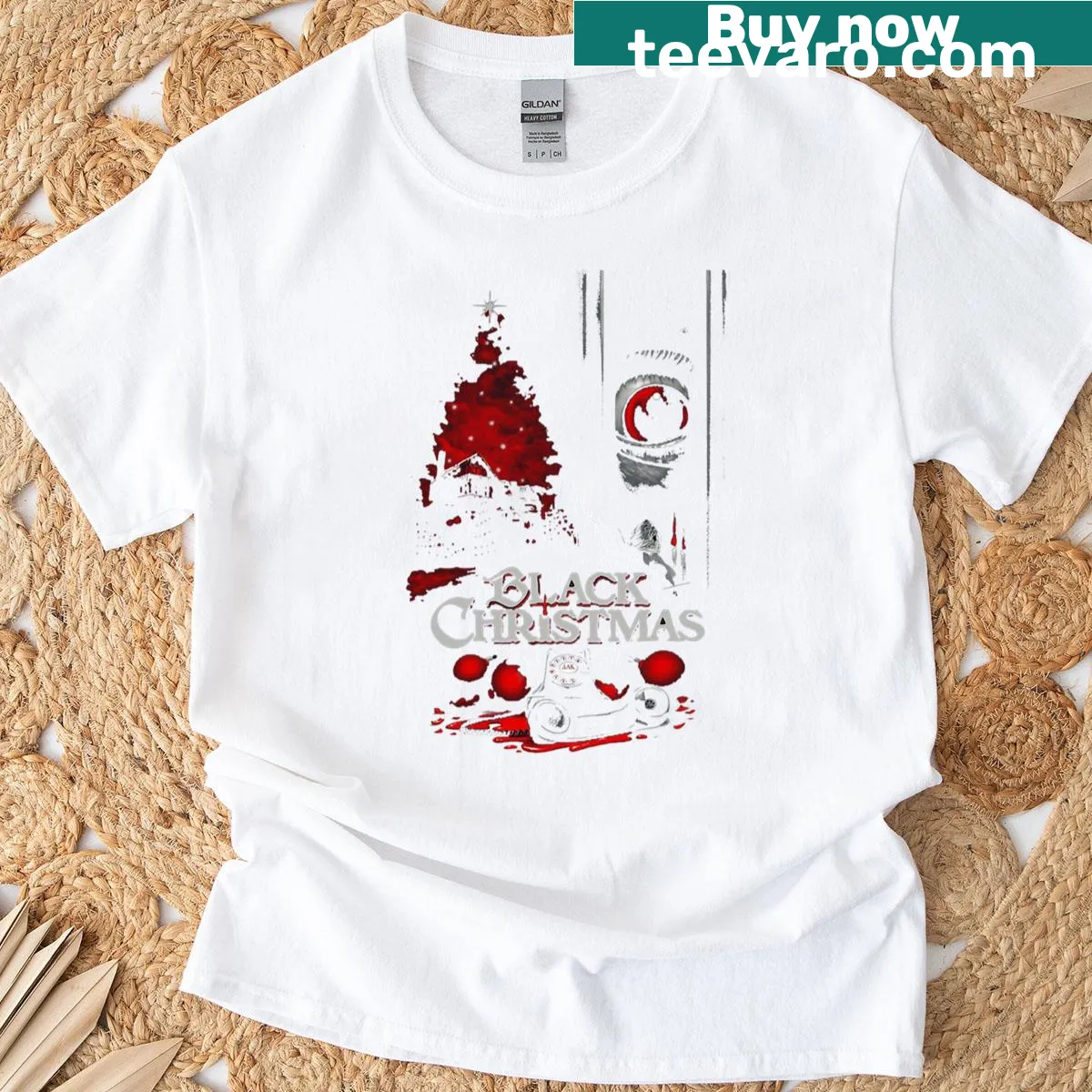 Classic Black Christmas t-shirt with holiday graphic — on a men's t-shirt