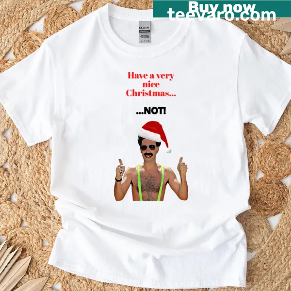 Playful T-shirt with Borat themed Christmas graphics