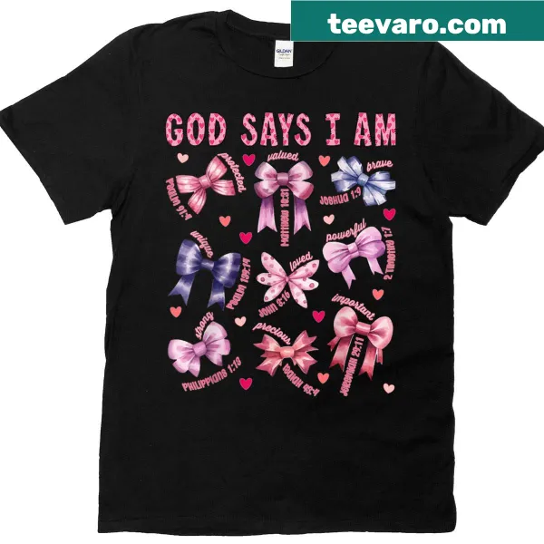 Inspirational Christian T-shirt with the phrase 'Bow God Say I Am'