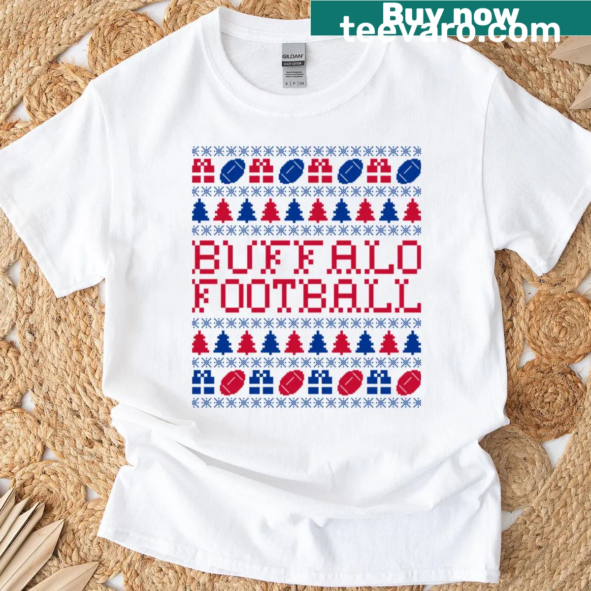 Buffalo football graphic t-shirt for the holidays — on a men's t-shirt