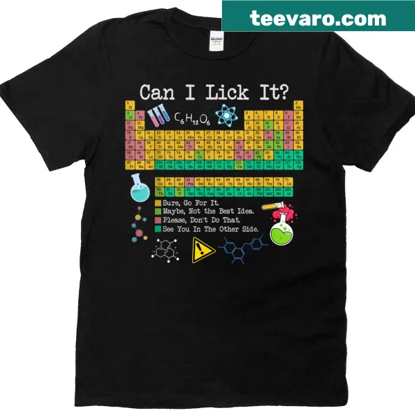 Funny science t-shirt featuring a playful periodic table design