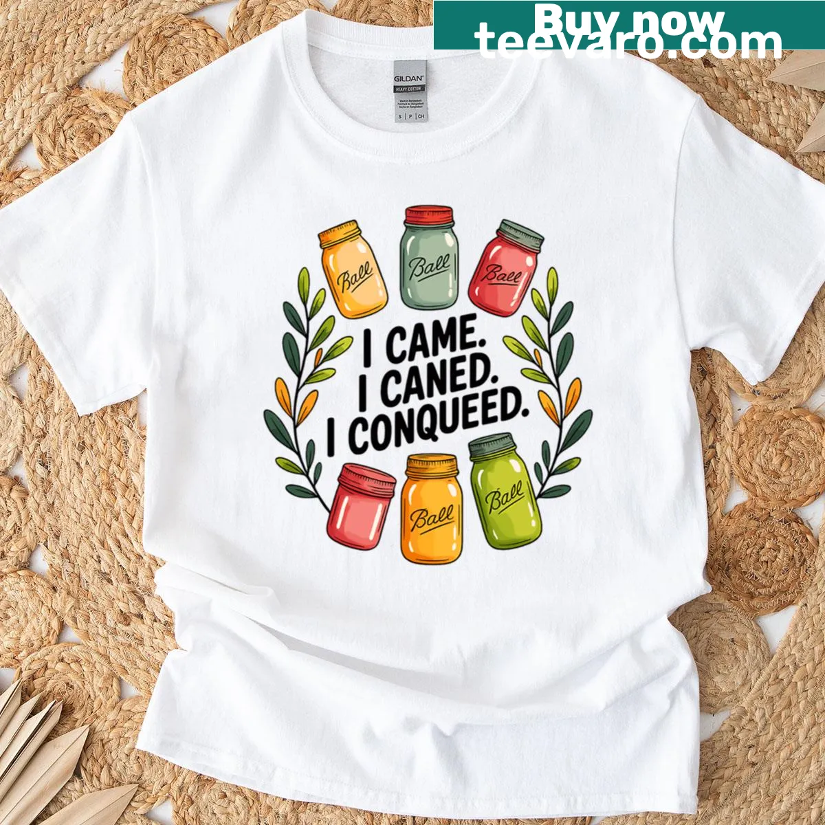 Retro mason jar design with humorous canning phrases — on a men's t-shirt