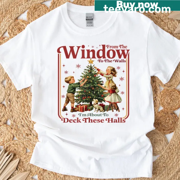 Vintage t-shirt with the quote 'Christmas From The Windows' in retro design
