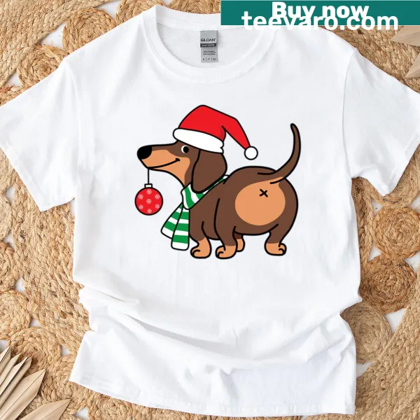 Cute dachshund Christmas t-shirt with festive design