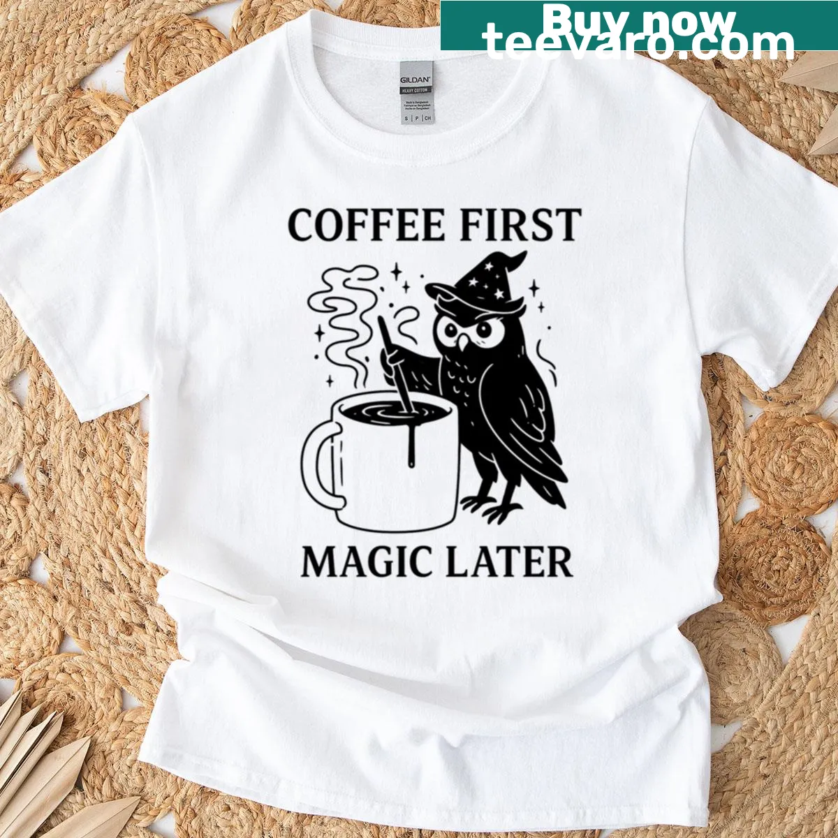Funny coffee-themed t-shirt for caffeine lovers — on a men's t-shirt