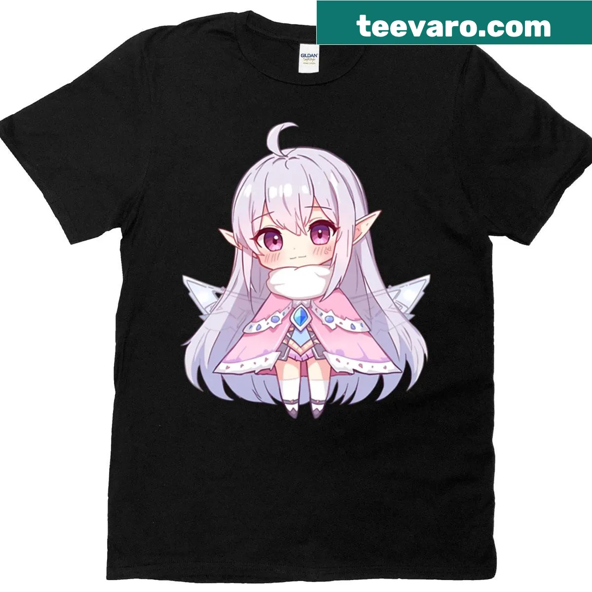 T-shirt featuring a whimsical cold fairy illustration from anime — on a men's t-shirt