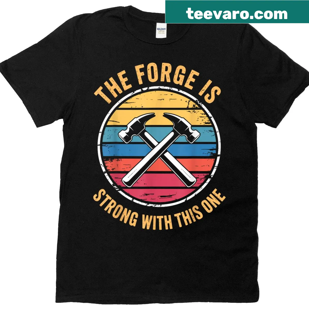 Illustrated blacksmithing design T-shirt for metalworkers and artisans — on a men's t-shirt