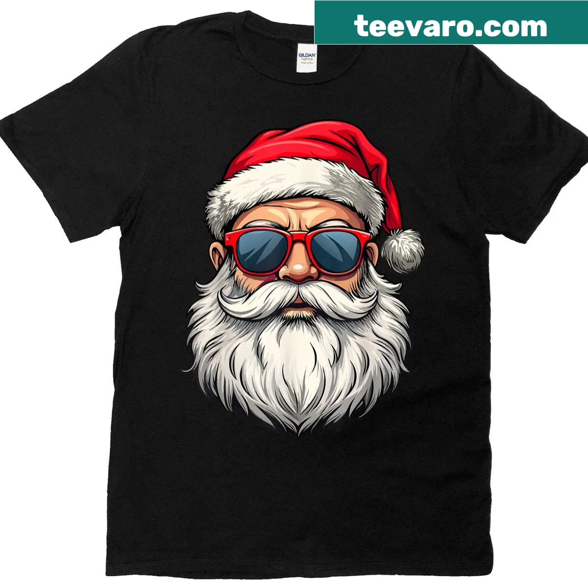 Playful Santa Claus with retro sunglasses Christmas t-shirt — on a men's t-shirt
