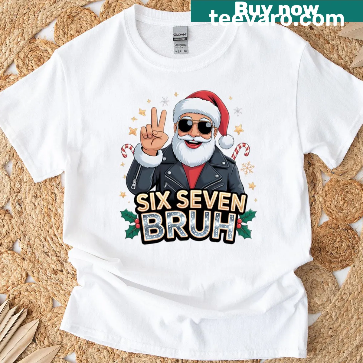 Funny Santa T-shirt with meme-inspired design — on a men's t-shirt