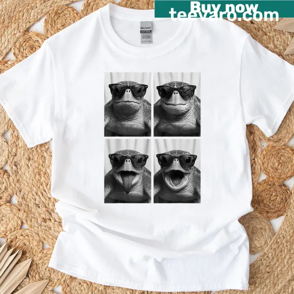Cool sea turtles wearing sunglasses on t-shirt