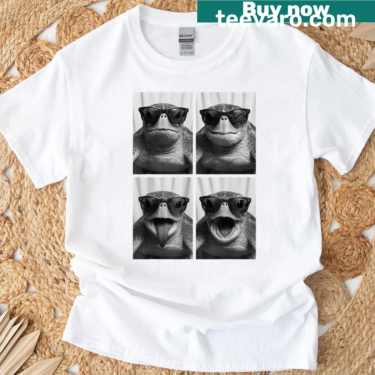 Cool sea turtles wearing sunglasses on t-shirt — on a men's t-shirt