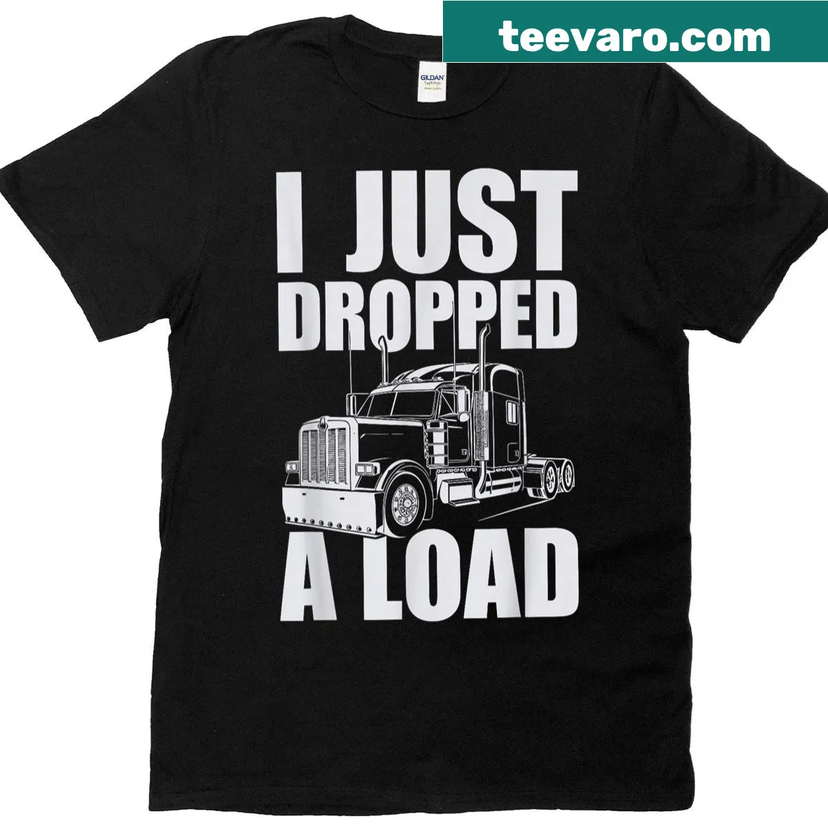 Illustration of a truck driver with a big rig in action — on a men's t-shirt