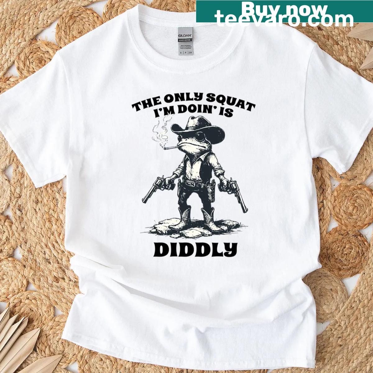 Vintage-style Cowboy Frog graphic t-shirt — on a men's t-shirt