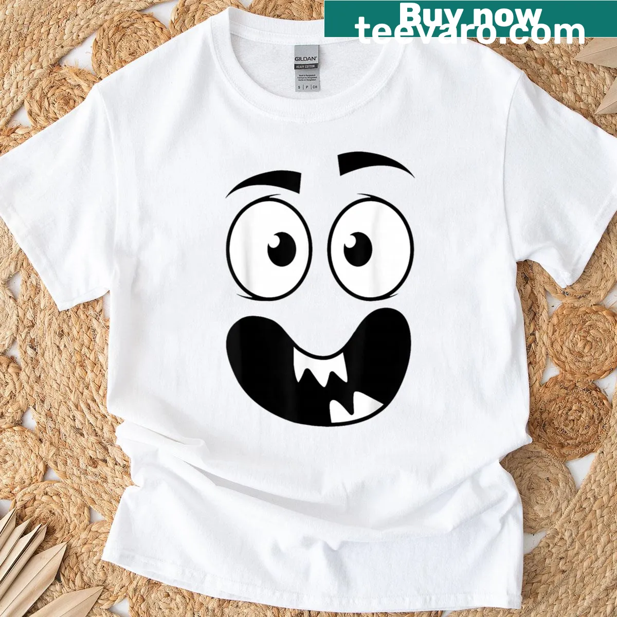 Creepy carrot face graphic t-shirt for Halloween wear — on a men's t-shirt