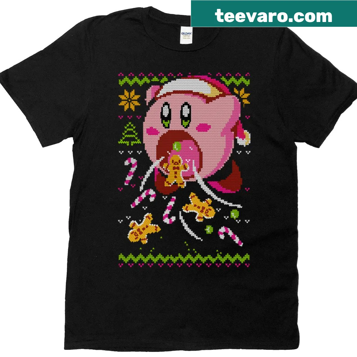 Cute monster graphic on an ugly Christmas t-shirt — on a men's t-shirt
