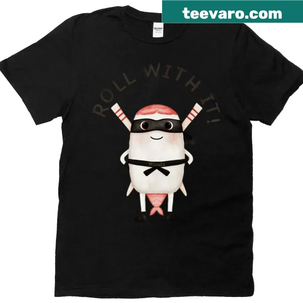 Kawaii sushi ninja graphic on a casual T-shirt