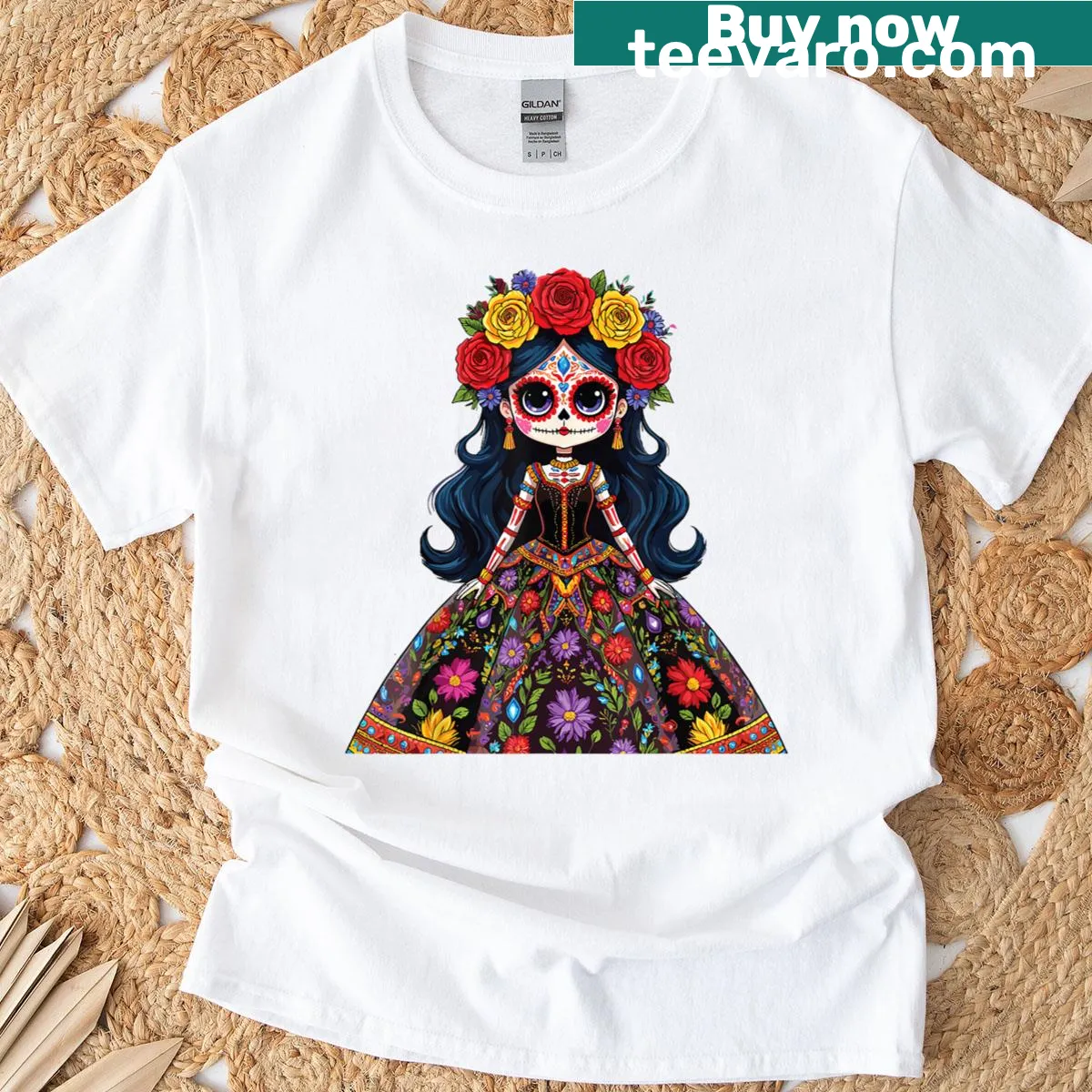 Monarch butterfly design celebrating Dia De Los Muertos on a T-shirt — on a men's t-shirt