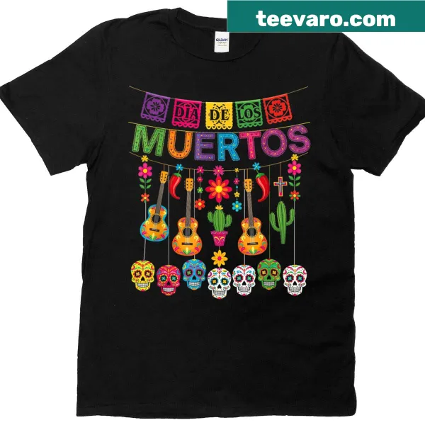 Sugar skull design for Dia de los Muertos on a women's T-shirt