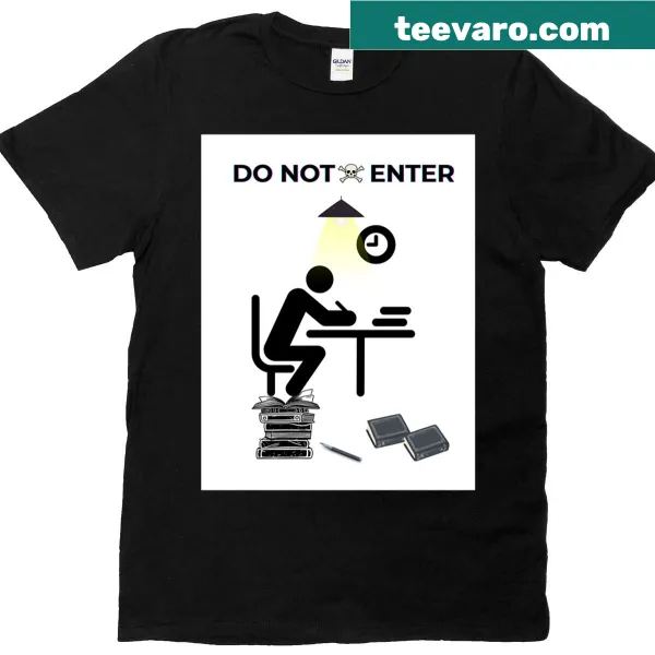 T-shirt featuring a humorous study zone sign design.